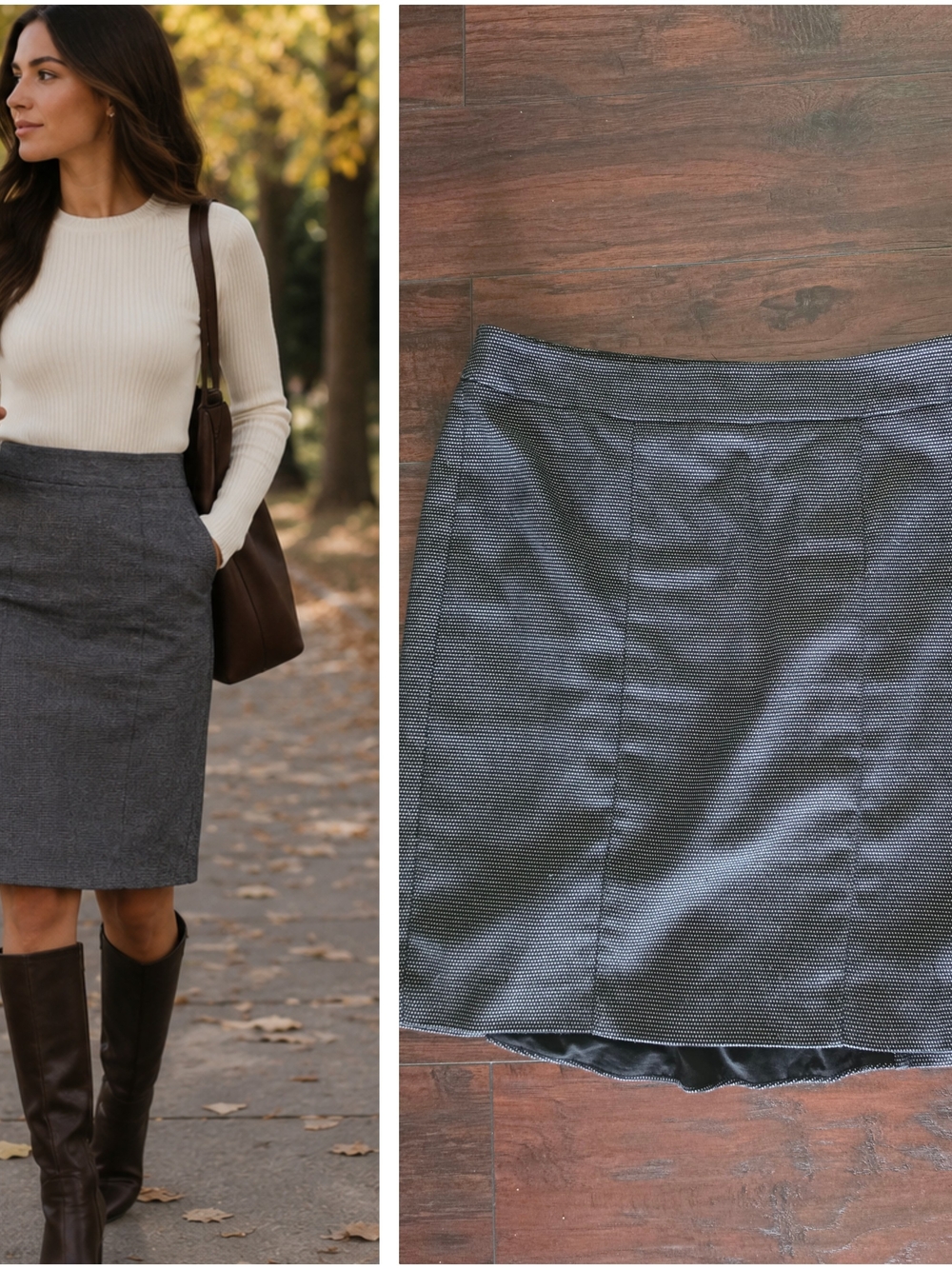 White House Black Market Charcoal Textured Pencil Skirt